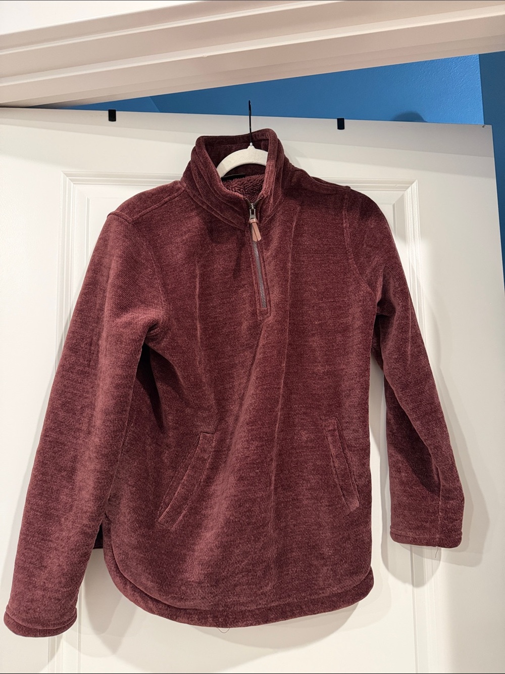 Women’s Quarter-Zip Plush Pullover Sweater - Burgundy